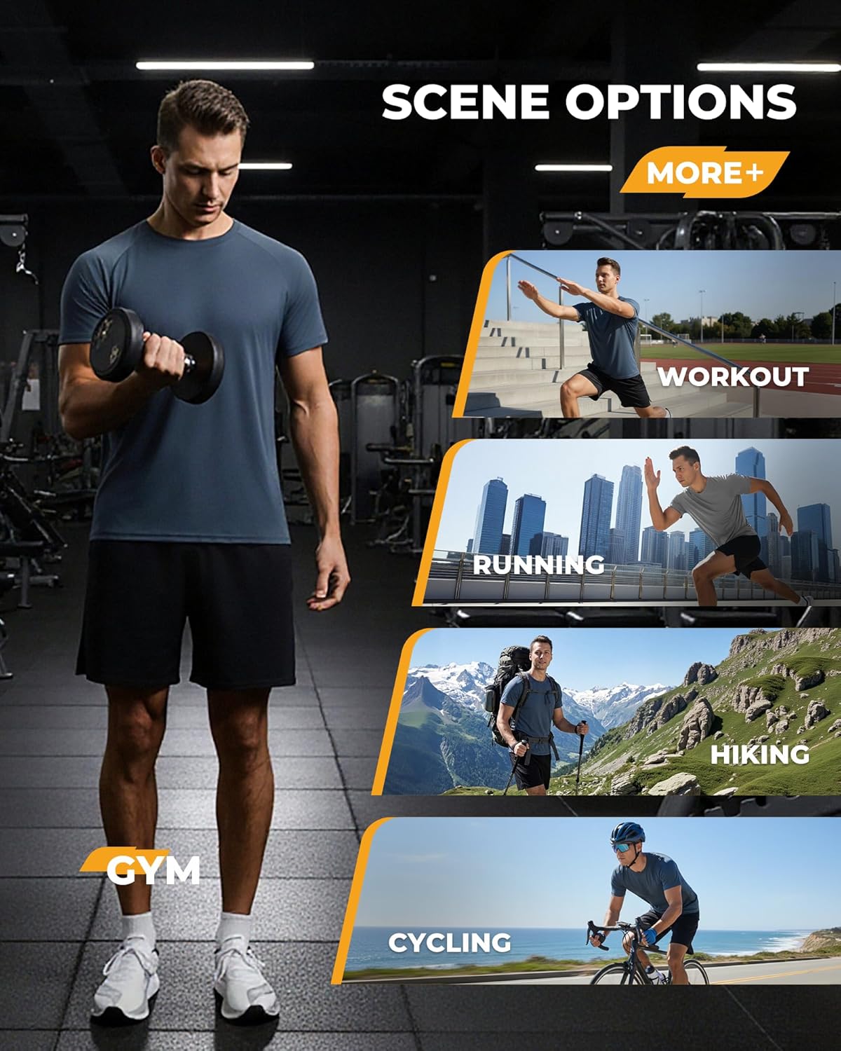 Skiennix Workout Shirts for Men - Black Quick-Dry Moisture-Wicking T-Shirts for Gym & Running | 2 Pack
