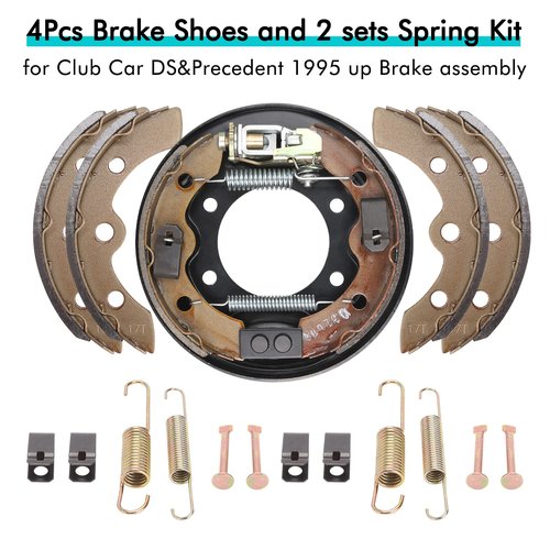 10L0L Golf Cart Brake Shoes/Pads Brake Spring Kit for Club Car DS & Precedent 1995 Up, Tempo 2018 Up, EZGO TXT Medalist 1986.5-1995, Yamaha G1 G2 G8 G9, OEM 101823201, 101816301 (2 Short & 2 Long)