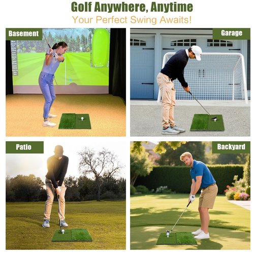 SIOTMERA Golf Hitting Mat-Premium Foldable Golf Mat with Shock-Absorbing EVA Base, Durable Dual-Turf for Indoor/Outdoor, Anti-Slip&Reinforced Glue, Ideal for Driving Range, Swing,Chipping Practice