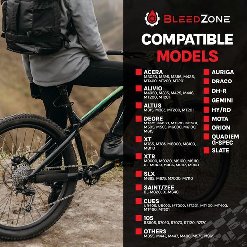 BleedZone Brake Bleed Kit for Shimano & Tektro Brakes – Complete Shimano Brake Bleed Kit with Mineral Oil, Brake Bleeding Kit Tools with Mineral Oil, Adapters and Funnel for Hydraulic Bike Brakes