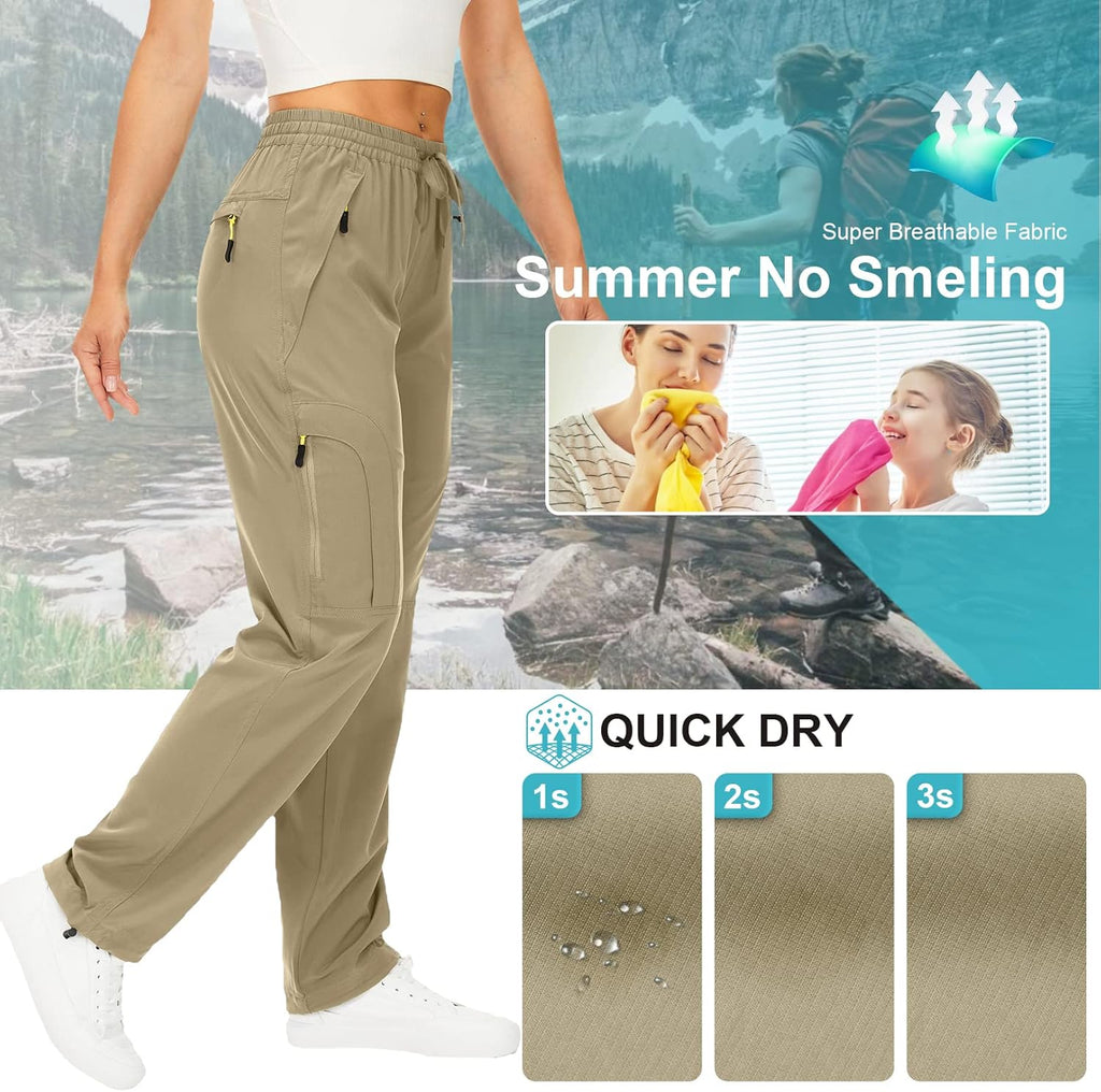 Skiennix Women's Hiking Pants - Quick Dry, UPF 50, Lightweight Cargo with Zipper Pockets