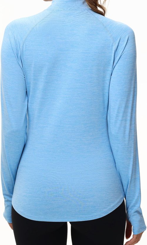 Isnowood Women's Rash Guard - 1/4 Zip Long Sleeve Shirt with UPF 50+ Sun Protection | Quick Dry Athletic Top