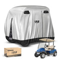 10L0L 4 Passenger Golf Cart Cover for Yamaha EZGO Club Car, 400D Polyester All-Weather Waterproof Golf Cart Storage Cover with Three Zipper Doors-Silver