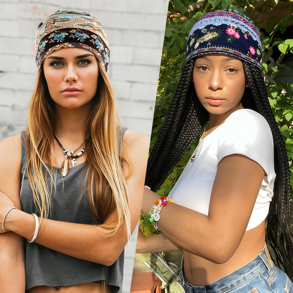 Women's Summer Beanie for Men Hat Boho Hats Adult Dwarf Hats Chemo Cap Cancer Headwear Caps Baggy Skull Sleep Cap Nightcap (A-1332Pack)