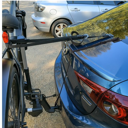 SATINIOR 2 Pcs 61 Inch Bike Rack Support Strap with 4 Car Scratch Protector, Heavy Duty Nylon Cam Buckle Cinch Straps, Adjustable Bike Rack Tie Down Straps, for Car Motorcycle Truck Trailer