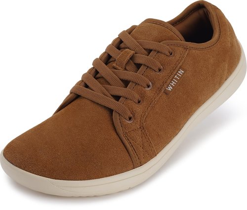 WHITIN Women's Genuine Leather Wide Barefoot Shoes Size 9 Zero Drop Wide Width Minimalist Fashion Sneakers Walking Tennis Sport Footwear Gym Footwear Comfy Flat Brown 40