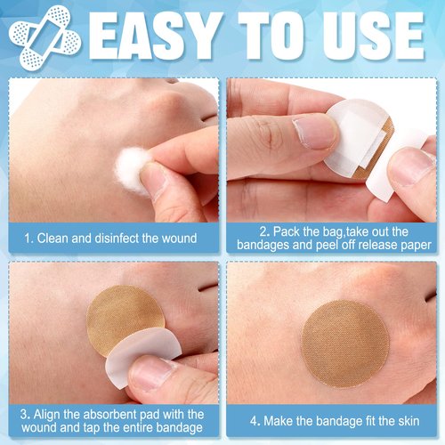 Weewooday 300 Pcs Small Bandages - Bulk Nose Bandages, Fabric, Adhesive, Flexible, Breathable - 0.34 x 1.6, 0.87, 0.94, 1.06, 1.38, 1.5 Inch