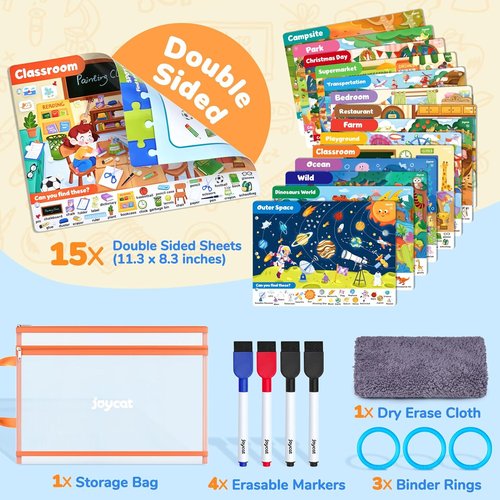 JoyCat Seek & Find Game Books - Engaging Preschool Learning Activity for Kids Ages 3-5 | Perfect Travel Toy for Road Trips and Airplanes