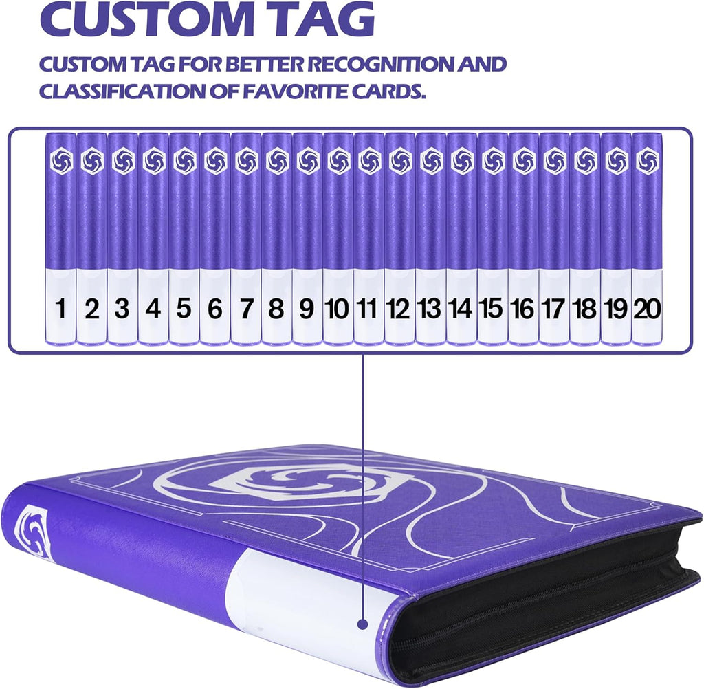 Skiennix Lorcana Card Binder - Premium 16 Pocket Trading Card Album in Classic Purple for 1024 Cards