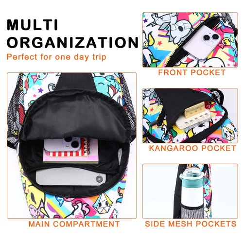 tokidoki Small Sling Bag for Women, Crossbody backpack Chest Bags Sling Daypack Fanny Pack Outdoors Hiking Traveling(Colorful)