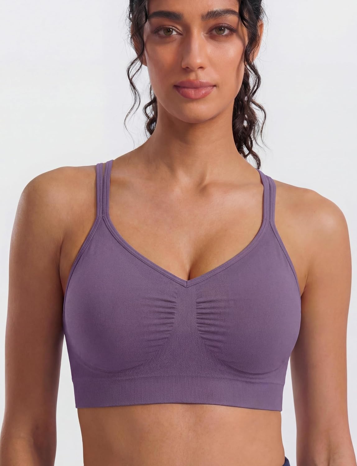 WANAYOU Sports Bras - Padded Medium Support Strappy Cross Back Workout Bra | 3 Pack for Yoga & Gym