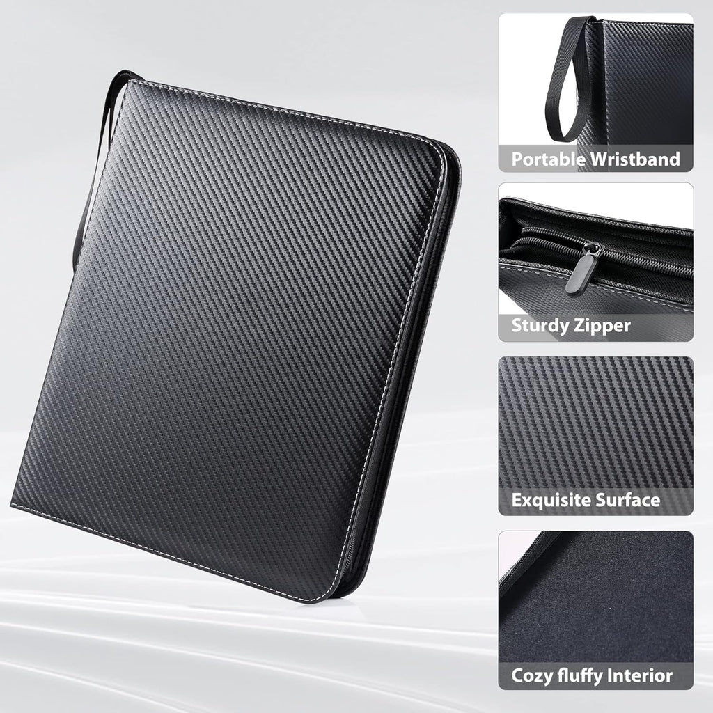 WOT Trading Card Binder - 900 Pocket Zippered Holder for Baseball & Football Cards | Double-Sided Design