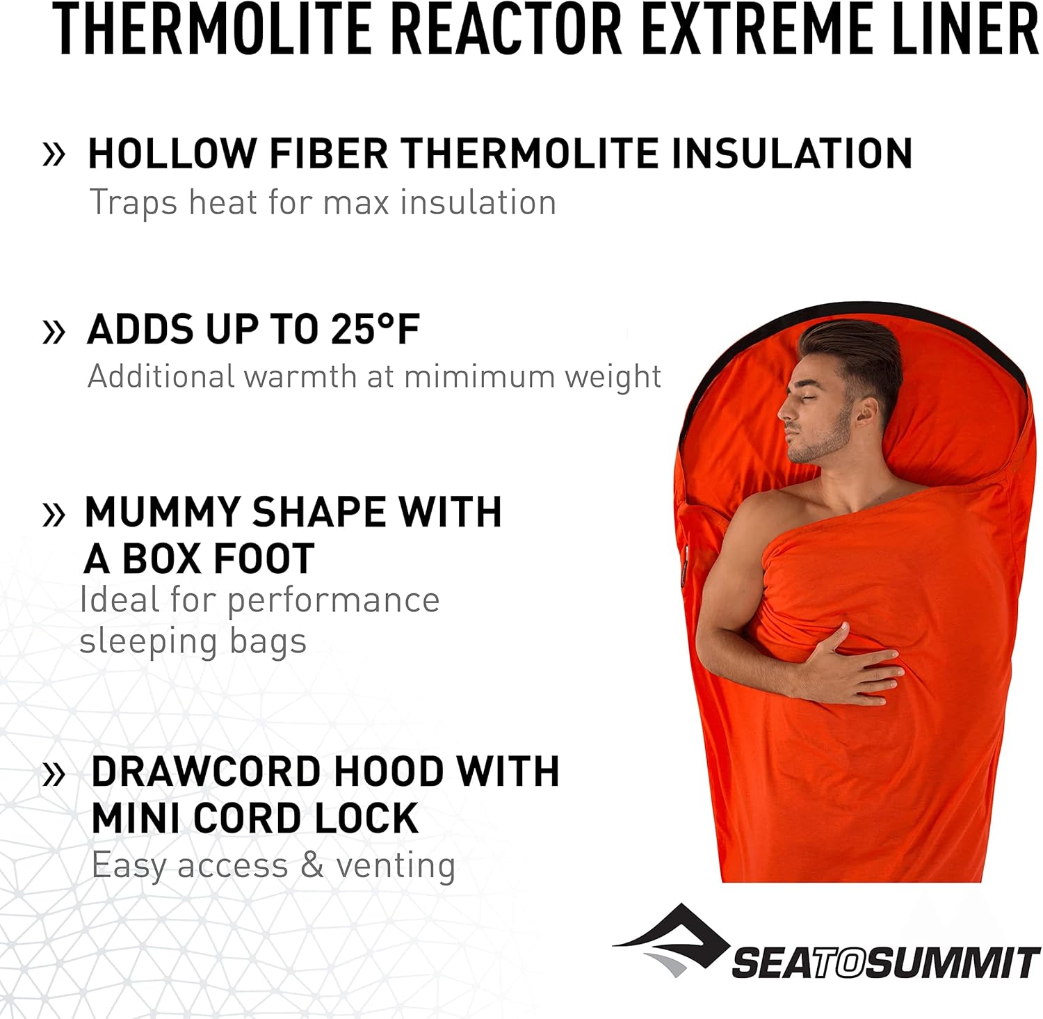 Sea to Summit Thermolite Reactor Extreme Sleeping Bag Liner - Red | 90 x 210 cm for Ultimate Warmth