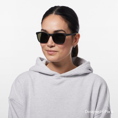 IZIPIZI JOURNEY Black | rectangular sport sunglasses for men and women, 100 UV protection anti-scratch grey polarized lenses