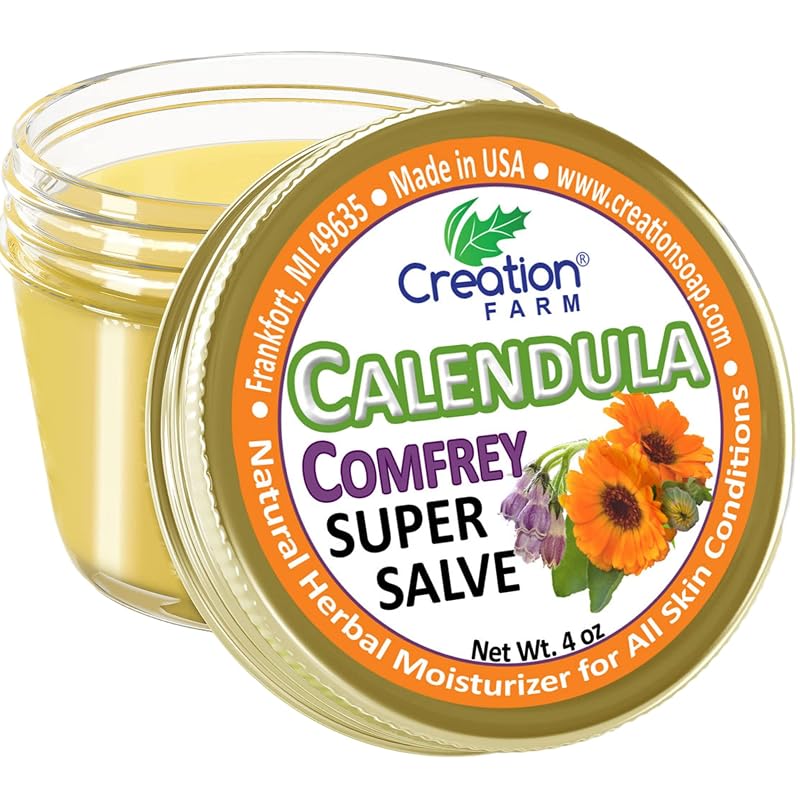 Calendula Comfrey Super Salve 4 Oz by Creation Farm — Herbal Balm for All Skin Types