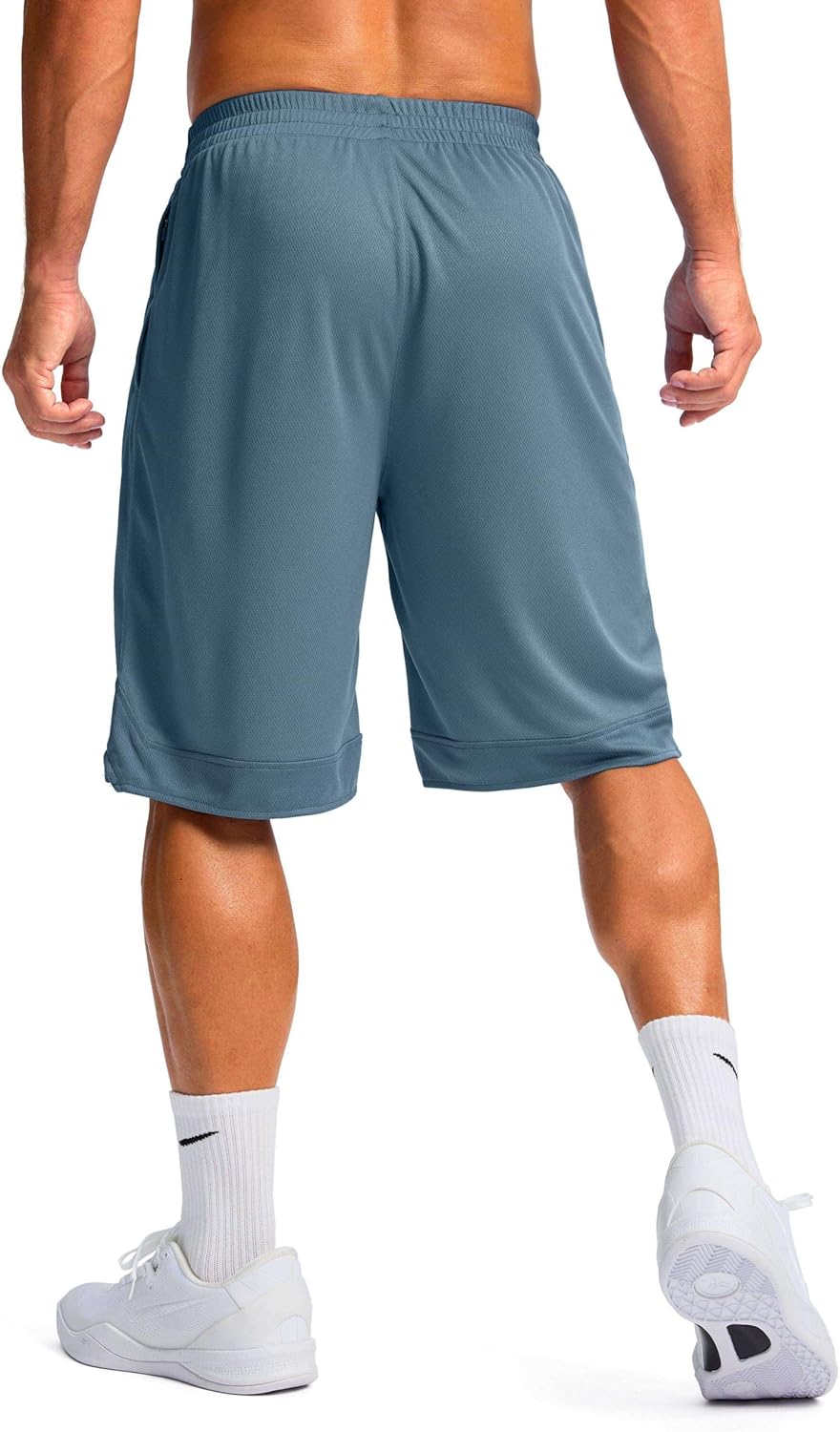 Pudolla Men's Basketball Shorts - Lightweight Quick-Dry Gym Shorts with Zipper Pockets | 11" Length