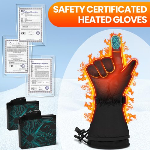 Meoneo Heated Gloves for Men Women - Rechargeable Battery Electric Gloves Waterproof & Double Windproof Winter Gloves for Camping Fishing Ski Hunting Riding Motorcycle Outdoor (Large)
