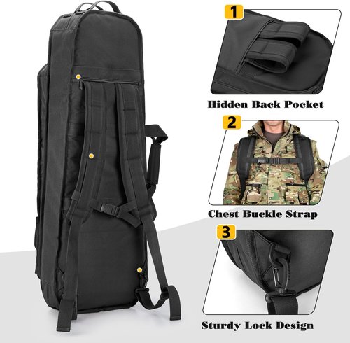GOBUROS Tactical Rifle Bag - Padded Soft Case for 36” Rifles with 3 Magazine Holders & Molle System