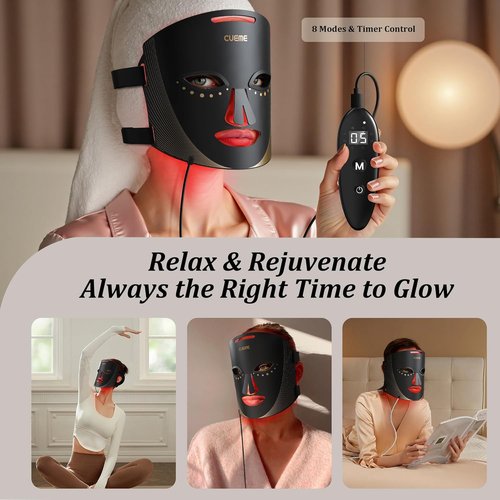 CUEME Red Light Therapy Mask - FDA-Cleared LED Treatment for Wrinkles & Acne | Portable Facial Care for Women