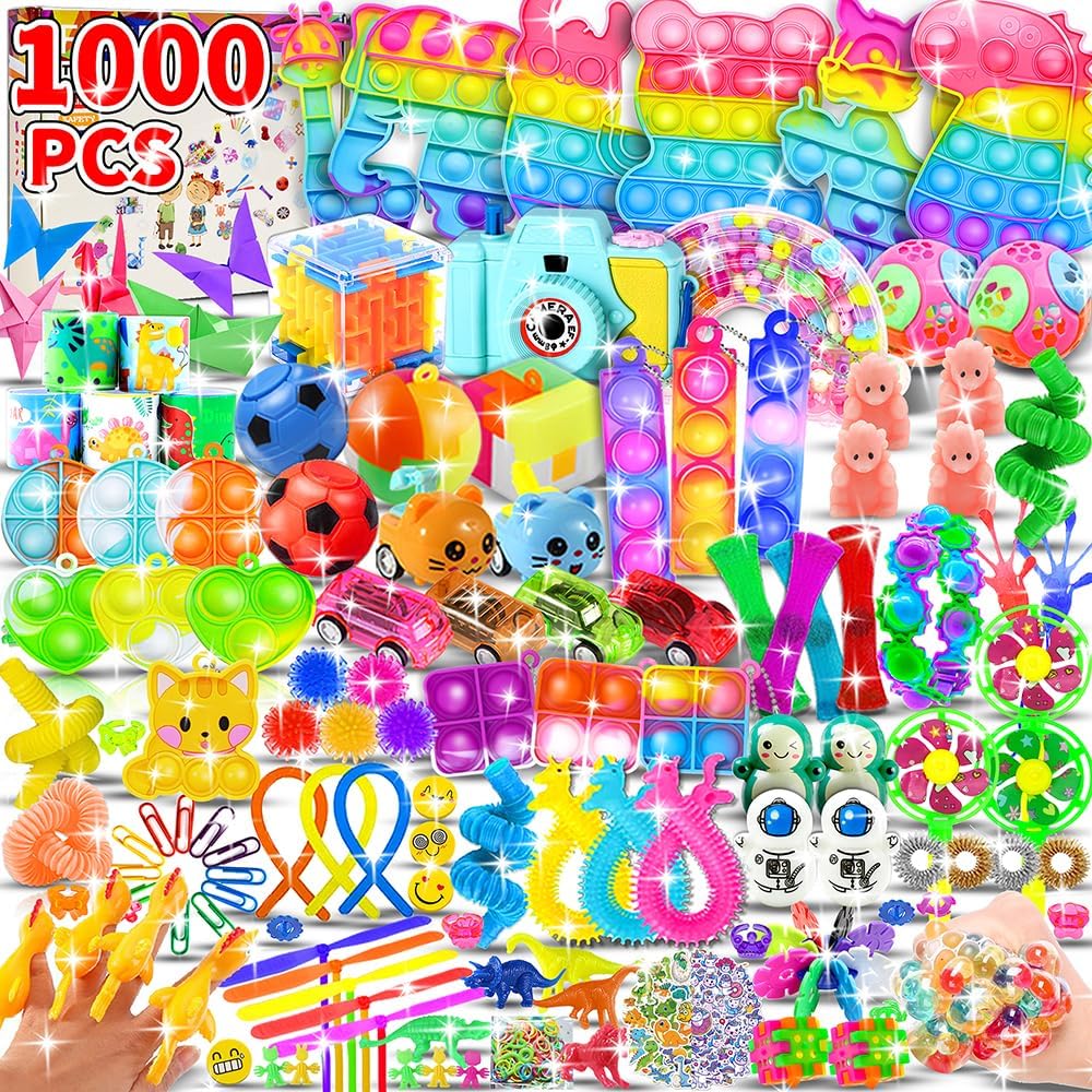 Skiennix 1000pcs Fidget Toys Pack - Perfect Party Favors & Goodie Bags for Kids | Birthday & Carnival Prizes