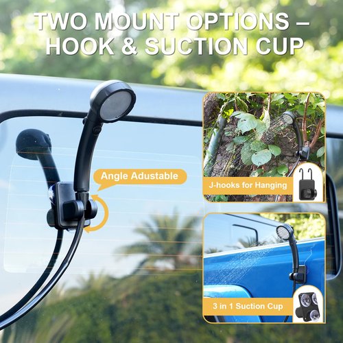 NOVCAPAR Portable Camping Shower, 6000mAh Rechargeable Camping Shower Pump with LCD Display Rechargeable Camping Shower, IPX8 Waterproof High Pressure Electric Outdoor Shower for Hiking, Travel