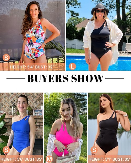 Holipick One Shoulder One Piece Swimsuit - Tummy Control Bathing Suit for Women | Modest Full Coverage