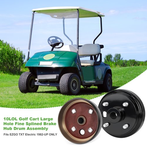 10L0L 2 Pack Golf Cart Brake Drum Hub Assembly for EZGO-TXT 1991-Up 4 Cycle Gas Models, Replace OEM 21807-G1 21807G1 41843-94, Large Hole Rear Brake Drum Hub
