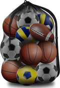 BROTOU Extra Large Sports Ball Bag - Mesh Design with Adjustable Shoulder Strap | Holds Soccer, Basketball, Volleyball (30” x 40”)