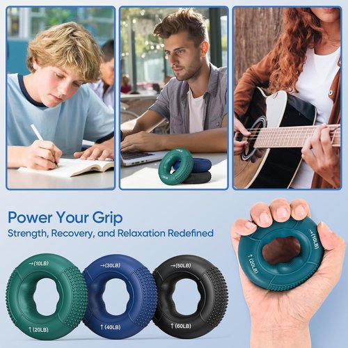 FitBeast Grip Strength Trainer - 6-Piece Finger Exerciser Set for Hand Therapy & Stress Relief
