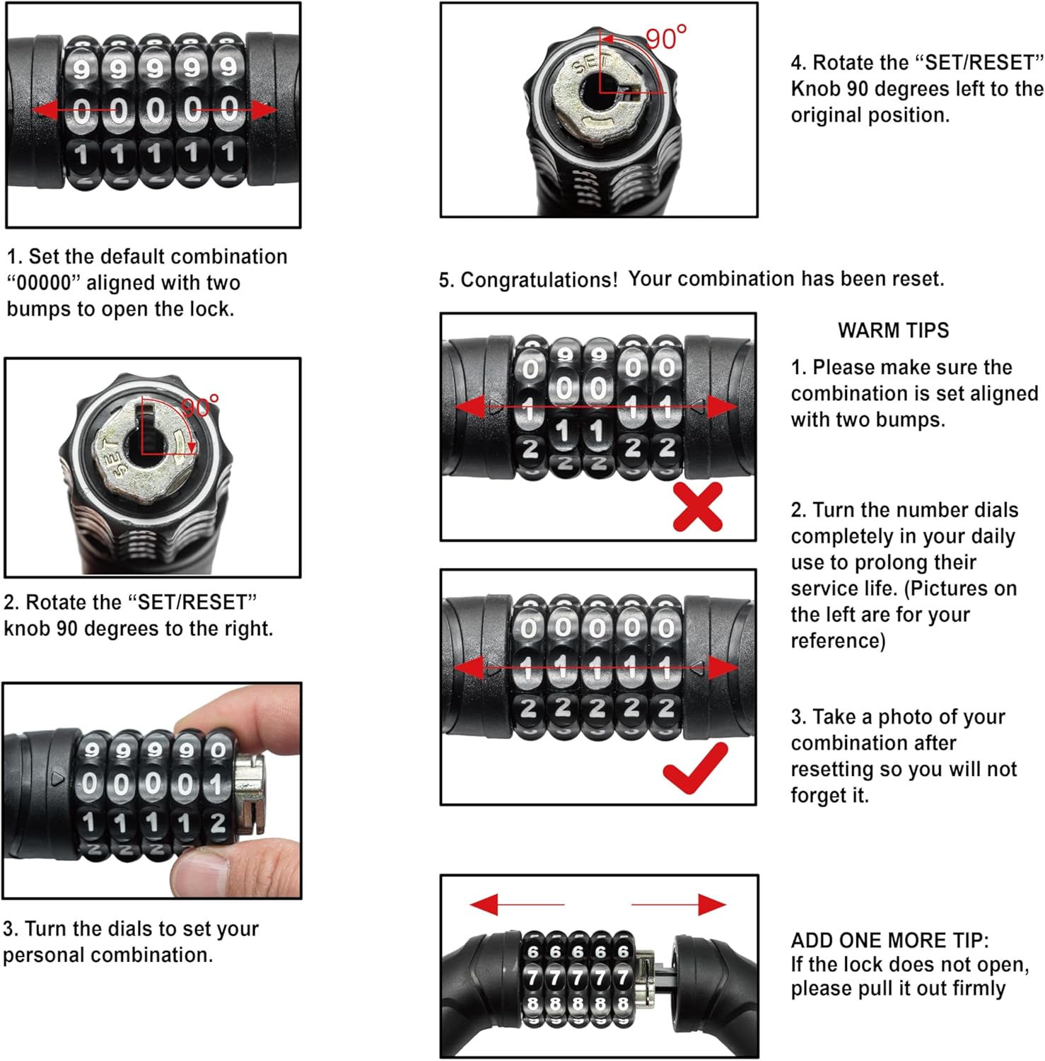 Via Velo Bike Chain Lock - Heavy Duty 5-Digit Resettable Combination Security Lock | 2.95 Ft Length for Bicycles, Scooters, and More