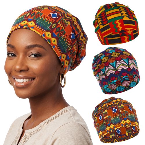 Bohend Bohemian Beanie Hats Headwear Cap Stretch Non Slip Bandanas Sleep Turbans Hats for Women Men Close top Head Covering (Boho 2) Multicolor