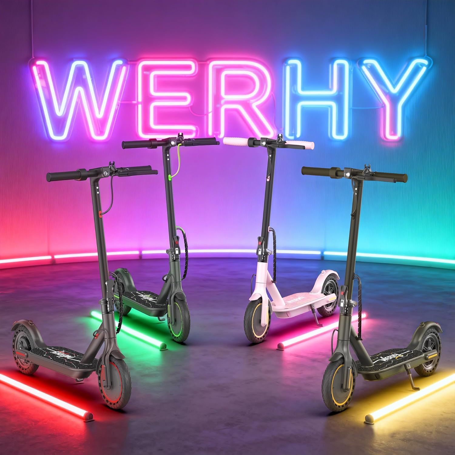 WERHY Foldable Kids Electric Scooter - 350W Motor, 12/16 Miles Range, 19 MPH Speed, Lightweight Design