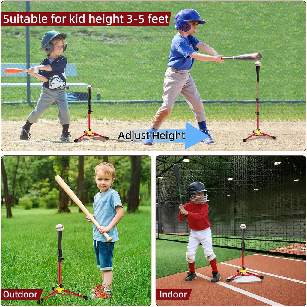 Skiennix Baseball Tee - Adjustable 23.5 to 39.76 Inches for Kids | Portable Training Equipment with Carry Bag