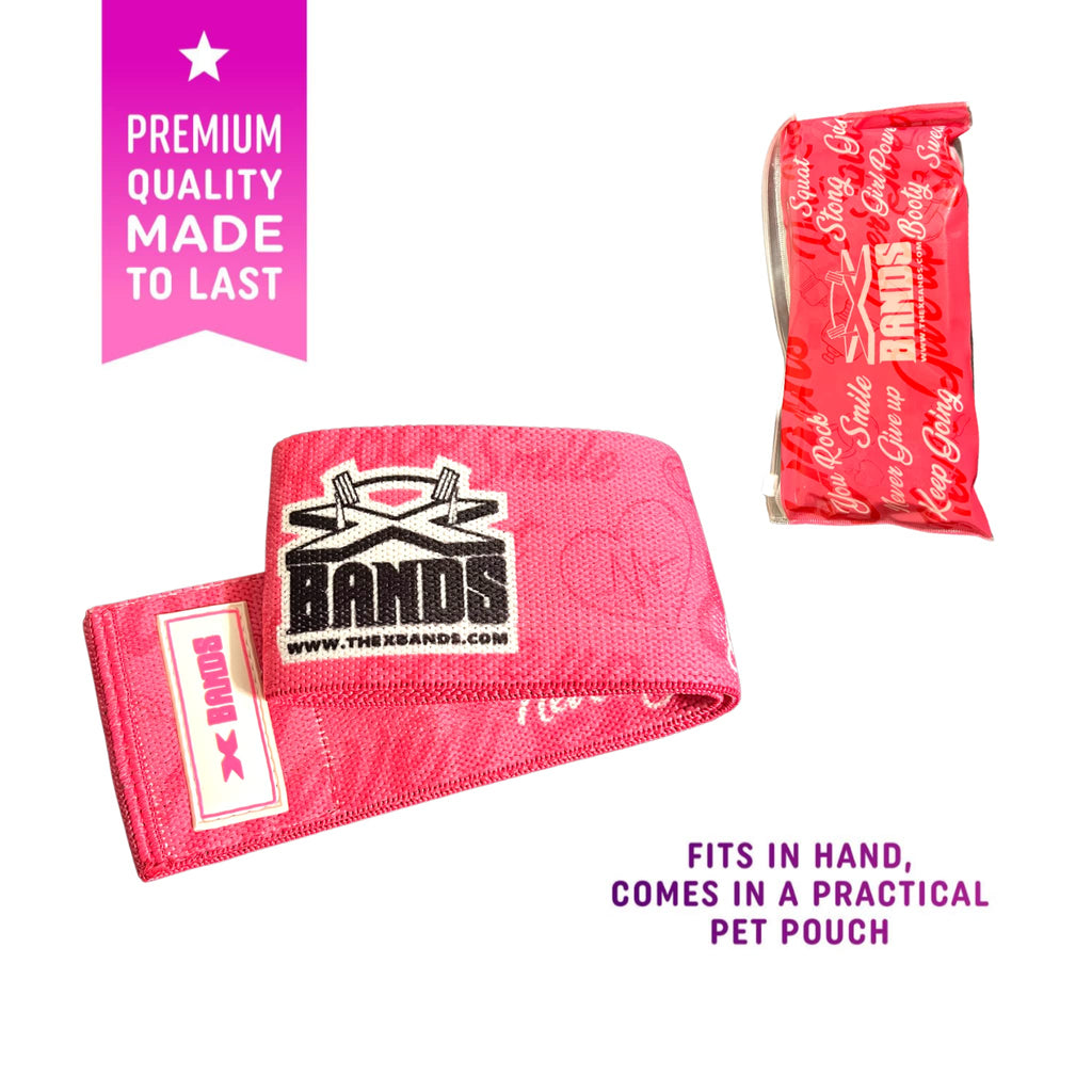 THE X BANDS Booty Bands - Heavy Resistance Bands - Booty Band - Yoga Bands - Legs Workout - Yoga Burn Booty Challenge - Butt Builder - Booty Loop Bands - Resistance X Bands - 40 lb Pink L/XL