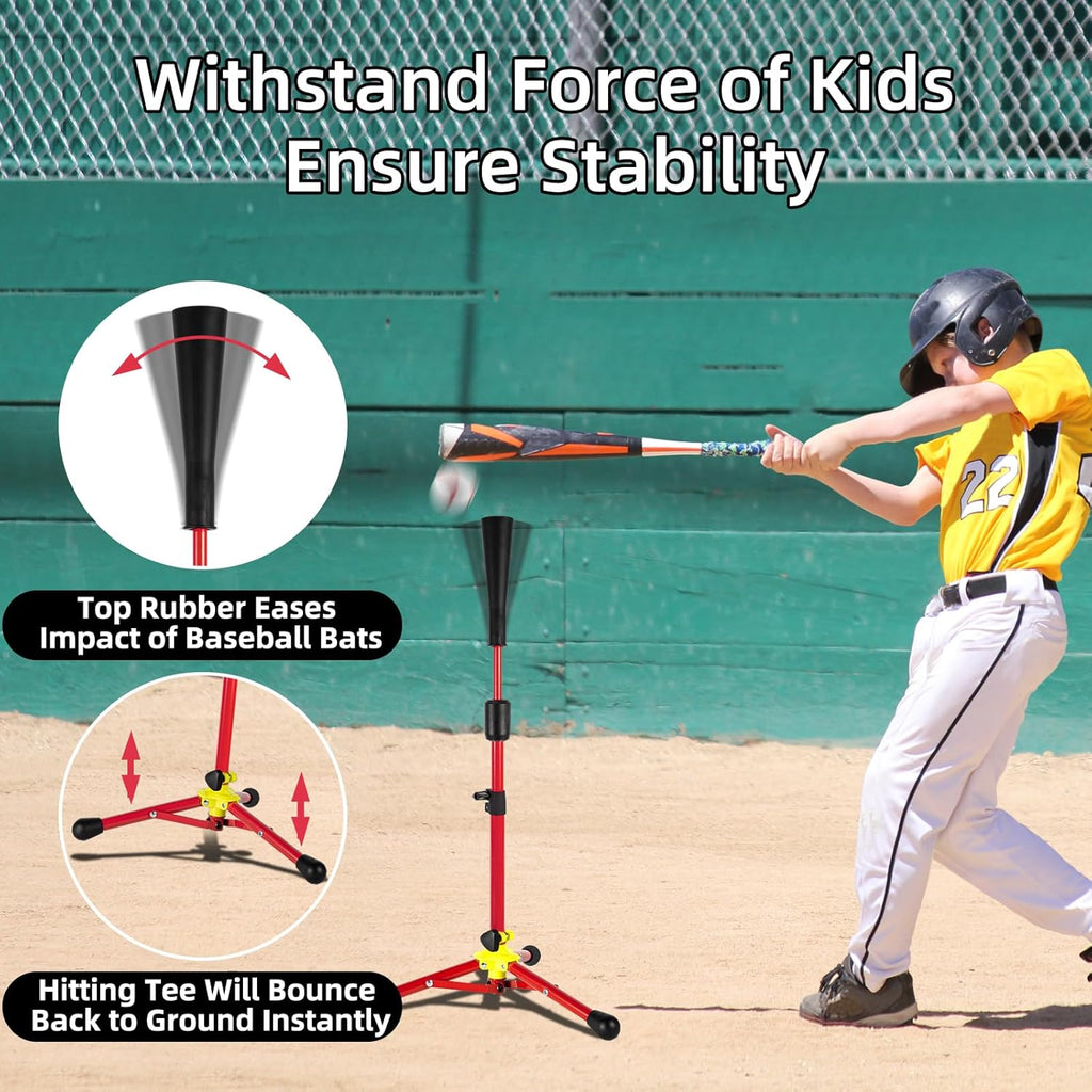 Skiennix Baseball Tee - Adjustable 23.5 to 39.76 Inches for Kids | Portable Training Equipment with Carry Bag