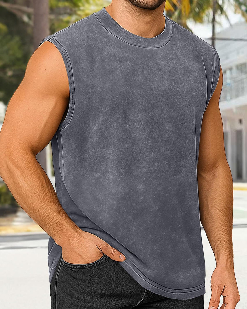 Skiennix Men's Sleeveless Muscle Tank Top - Comfortable Cotton Loose Fit Tee Shirt