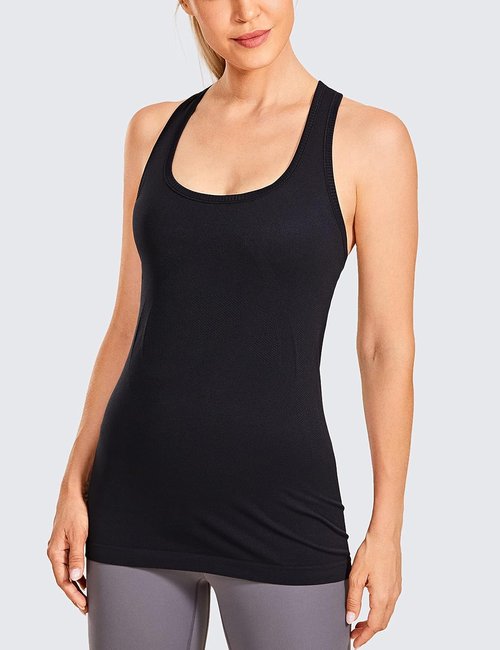 CRZ YOGA Women's Seamless Workout Tank Top - Long Length Racerback for Yoga & Gym Activities