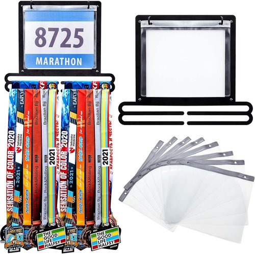 Moxweyeni Race Medal Display - Wall-Mounted Bib Holder Rack for Runners | Perfect Gift Idea