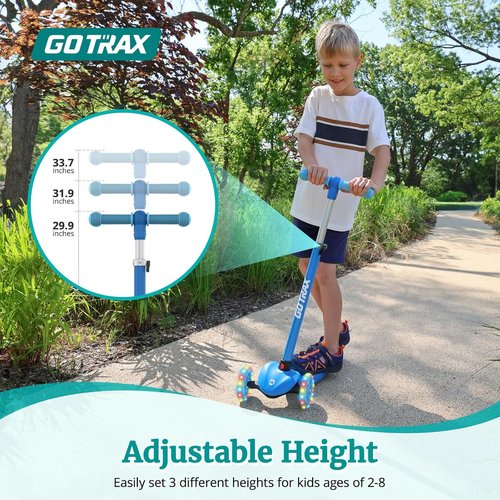Gotrax KS1 Kids Kick Scooter - LED Lighted Wheels, Adjustable Height Handlebars | Safe & Fun for Ages 2-8, Up to 110 Lbs