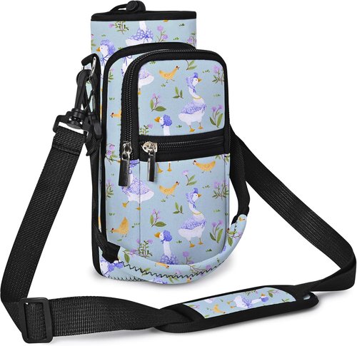 AUPET Insulated Water Bottle Sling Bag - Crossbody Carrier with Pockets for 25/32/40/64 oz Bottles