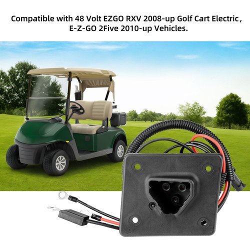 Roykaw Golf Cart Charger Receptacle for EZGO TXT RXV 48 Volts Golf Cart Delta-Q Charger Plug with Wires, Handle EZGO Charging Port, OEM# 602529