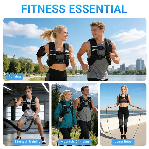 ROBORE Weighted Vest, 8lb/12lb/16lb/20lb Weight Vest with Reflective Stripe for Workout, Body Weight Vests for Women, Men, Strength Training, Running, Fitness, Weight Loss, Weightlifting (12LB)