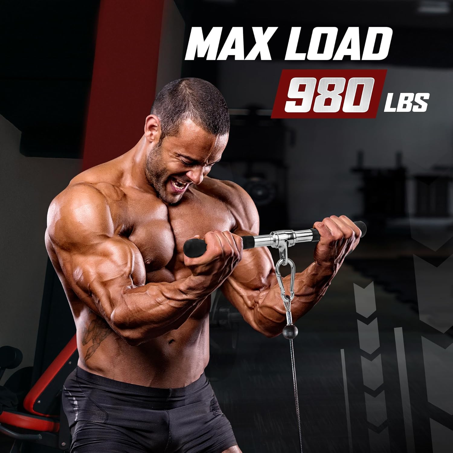 Yes4All Cable Machine Attachment - Double D Handle & Tricep Rope for Home Gym | Supports 880 LB Load
