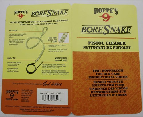 Hoppe's Boresnake .22 Caliber Pistol & Revolver - Efficient Cleaning Tool in Black
