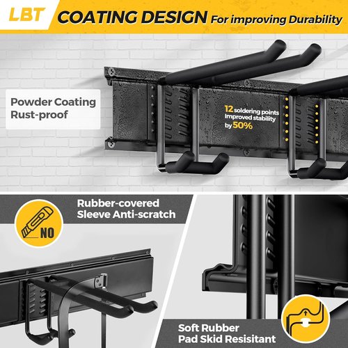 LBT 66 Garage Tool Organizer - Heavy-Duty Wall Mount Storage Rack with Adjustable Hooks | 720lbs Capacity