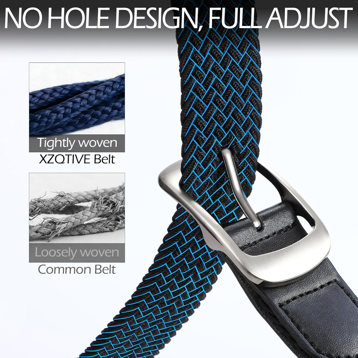 XZQTIVE Braided Stretch Belt - Multicolored Woven Golf Belt for Men & Women | Elastic Jean Belt