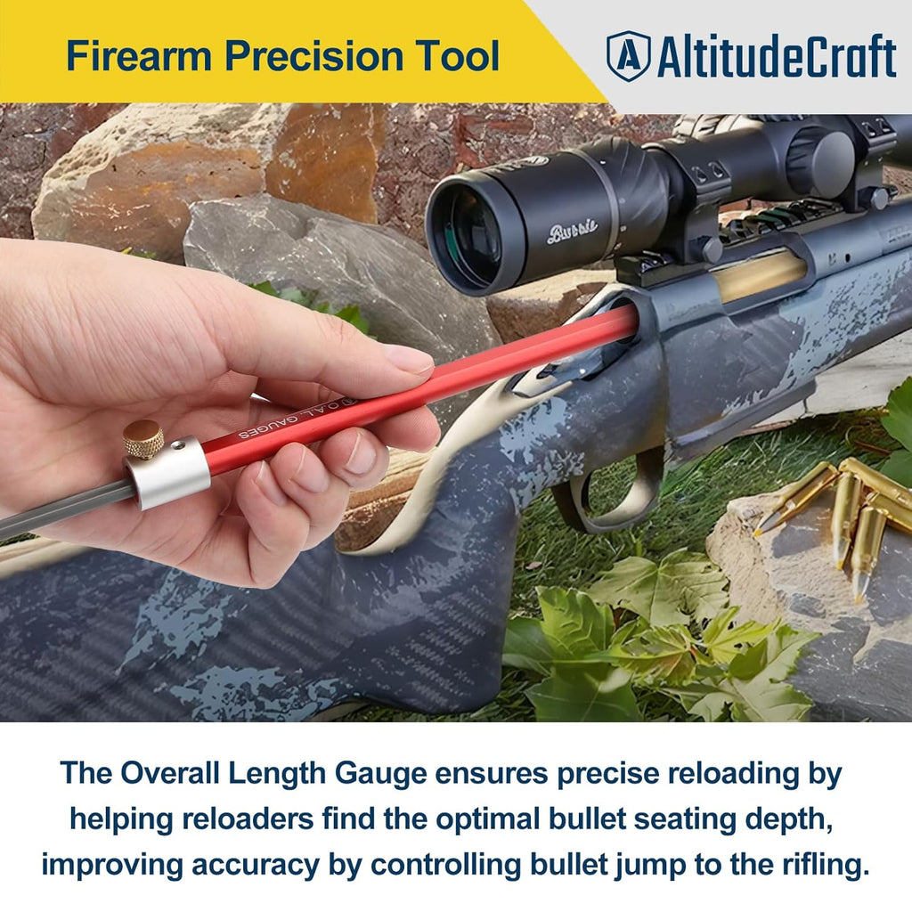 Overall Length Gauge - Precision OAL Gauge for Reloading | Compatible with Bolt-Action & Single-Shot Firearms, Aluminum Replacement for C1000