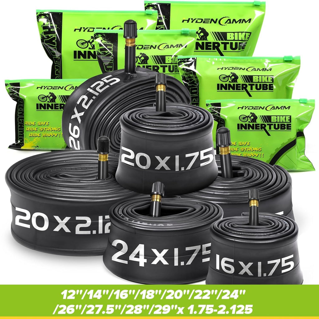 Skiennix Bike Tubes - 20/26" Inner Tubes with 35mm AV Schrader Valve & Tire Levers - 2/4 Pack