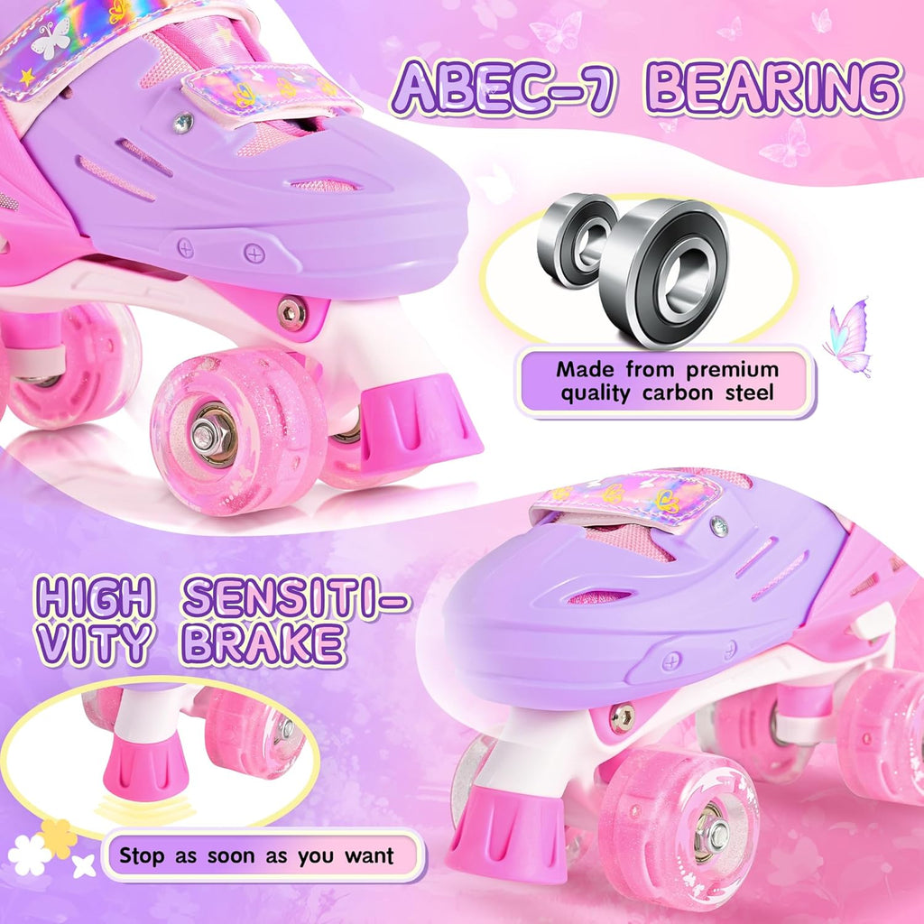 2PM SPORTS Roller Skates - Adjustable Light-Up Wheels for Kids Age 4-12 | Sizes 10C-6
