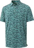 M MAELREG Golf Shirts for Men - Performance Moisture-Wicking Dry Fit Polo | Short Sleeve Heather Stripe